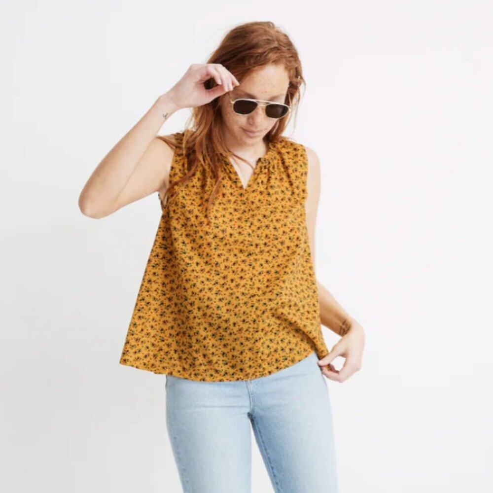 Madewell Shirred Shell Tank in Calico Floral